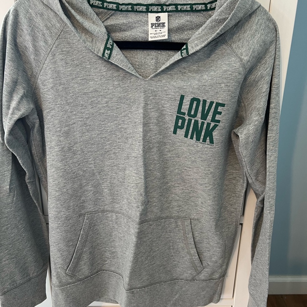 Victoria’s Secret Pink New York Jets hooded Sweatshirt Woman’s Medium Used